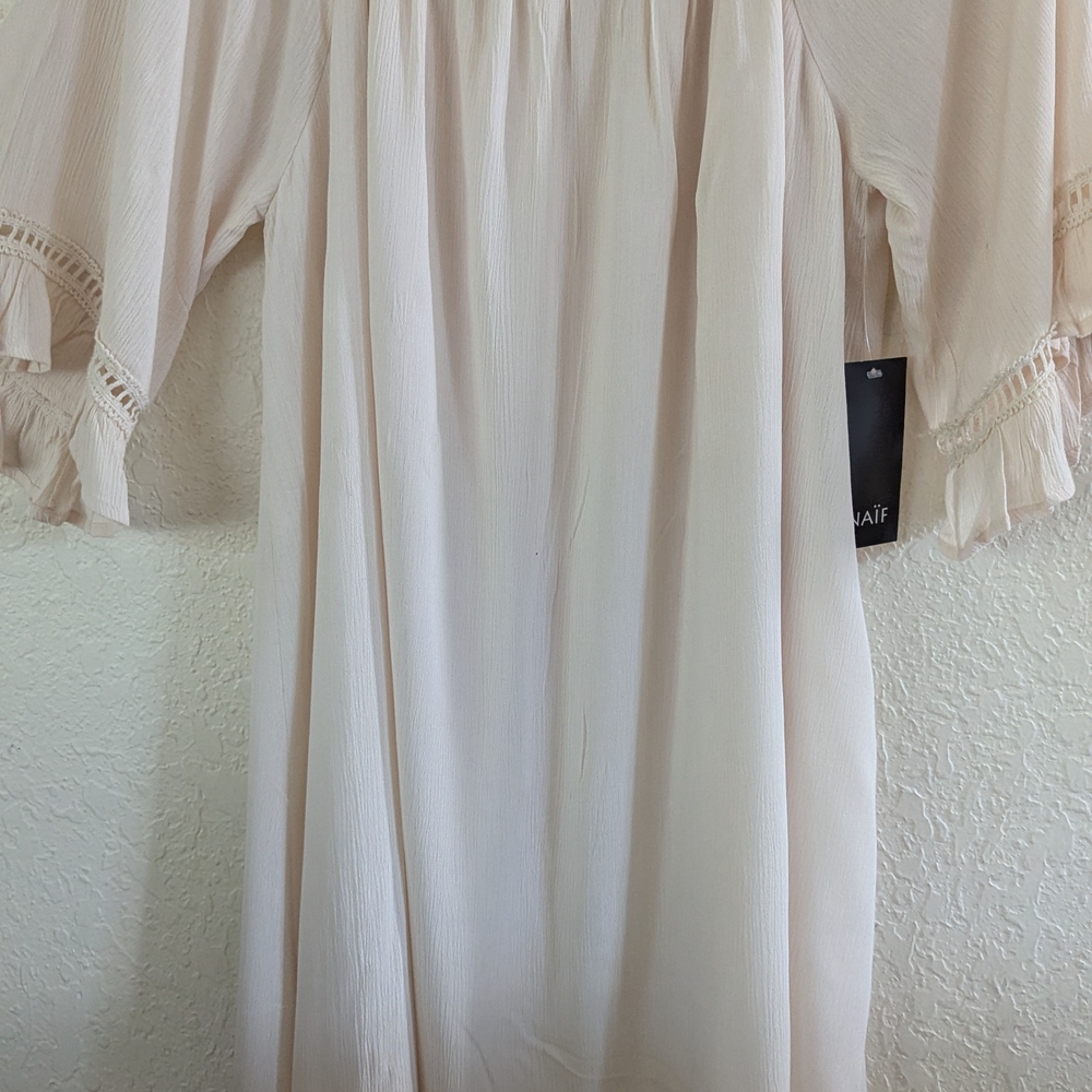 NAIF Cream Seventies Style Hippy Fairy Design Midi Dress XL NWT